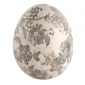 26CE1451S Figurine Egg Ø 9x12 cm Grey Beige Ceramic Flowers Home Accessories