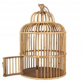 26H1989 Décoration de cage Ø 32x48 cm Marron Bois Rond Décoration cage à oiseaux
