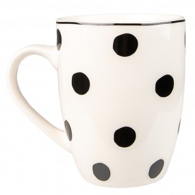 2BDMU Mug 350 ml Blanc Noir Porcelaine Points Tasse à thé
