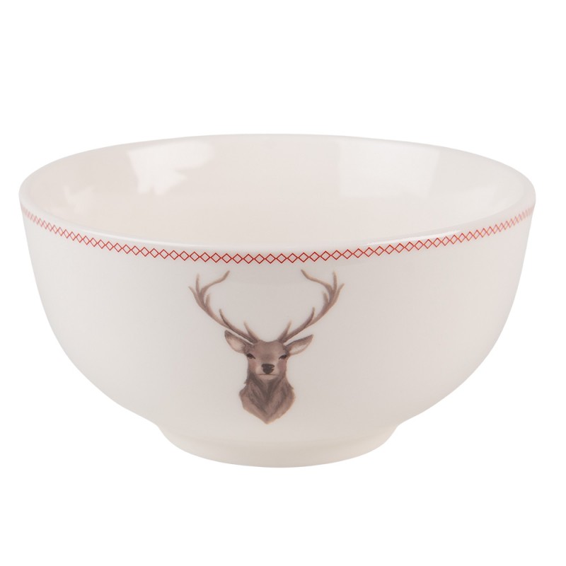 COLBO Soup Bowl 500 ml Beige Brown Porcelain Deer Round Serving Bowl