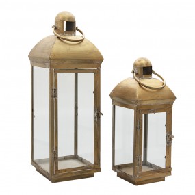 26Y4643 Lantern Set of 2 Copper colored Iron Rectangle Candlestick