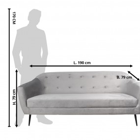 250560 Sitzbank 3-Zits Grau Textil Sofa