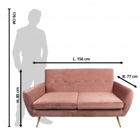 250562P Bench 2-seater 2-Zits Pink Textile Sofa