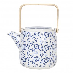 26CETE0094 Teapot 800 ml Blue White Porcelain Flowers Round Tea pot
