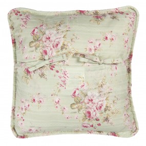 2Q189.020 Federa per cuscino 40x40 cm Verde Rosa  Poliestere Cotone Fiori  Quadrato Copricuscino decorativo