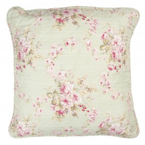 2Q189.030 Cushion Cover 50x50 cm Green Pink Polyester Cotton Flowers Square Pillow Cover