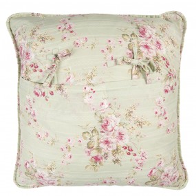 2Q189.030 Cushion Cover 50x50 cm Green Pink Polyester Cotton Flowers Square