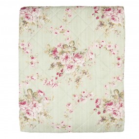 2Q189.061 Bedspread 2-persoons Green Pink Polyester Cotton Flowers Rectangle