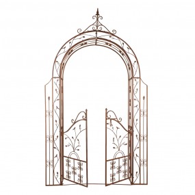 25Y1045 Arco da giardino con porta 146x30x257 cm Marrone Ferro Arco da giardino con cancello