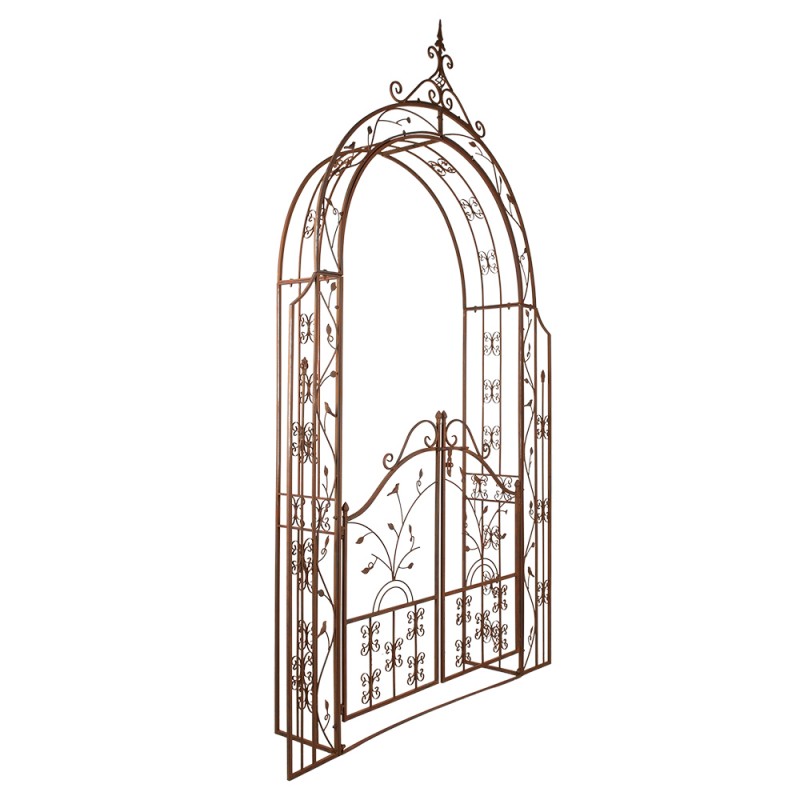 5Y1045 Garden Arch with Door 146x30x257 cm Brown Iron Garden Arch with Gate