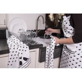 2LBS42-1 Asciugamani da cucina 50x70 cm Bianco Nero Cotone Uccelli di cuori Asciugamano da cucina