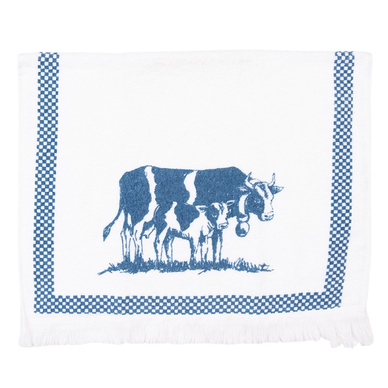 CT019 Guest Towel 40x66 cm White Blue Cotton Cows Toilet Towel