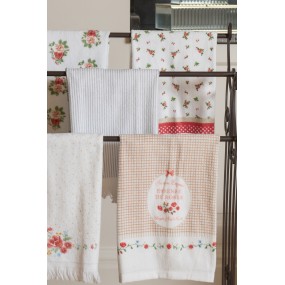 2CT022 Gästehandtuch 40x66 cm Weiß Rot Baumwolle Blumen Toiletten Handtuch