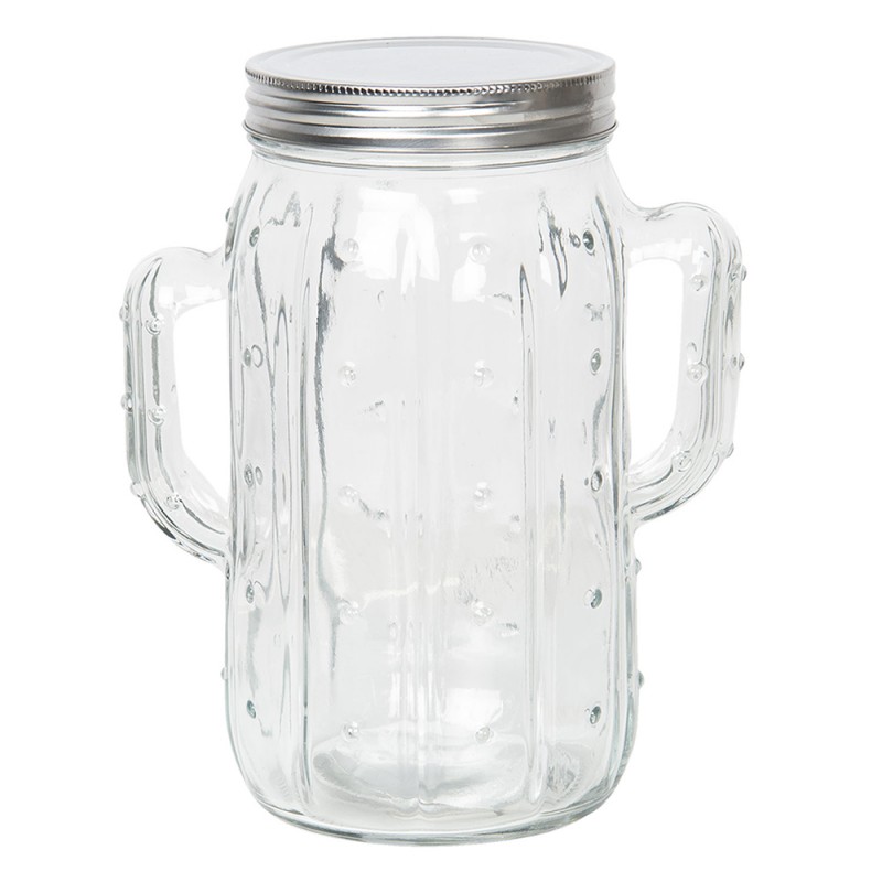 6GL2408 Storage Jar Cactus 1350 ml Glass Round Storage Pot