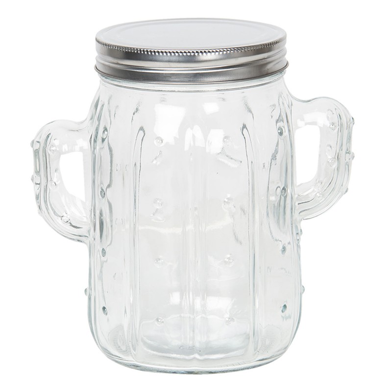 6GL2409 Storage Jar Cactus 1000 ml Glass Round Storage Pot