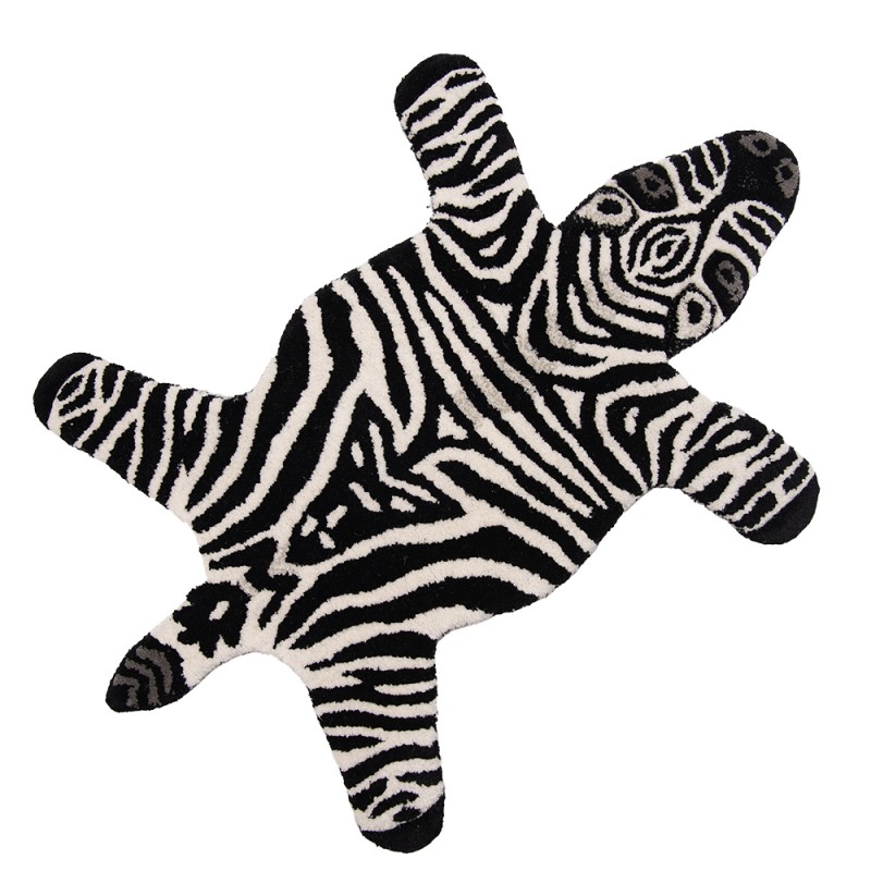 FOR0005 Vloerkleed Zebra 60x90 cm Zwart Wit Wol Tapijt
