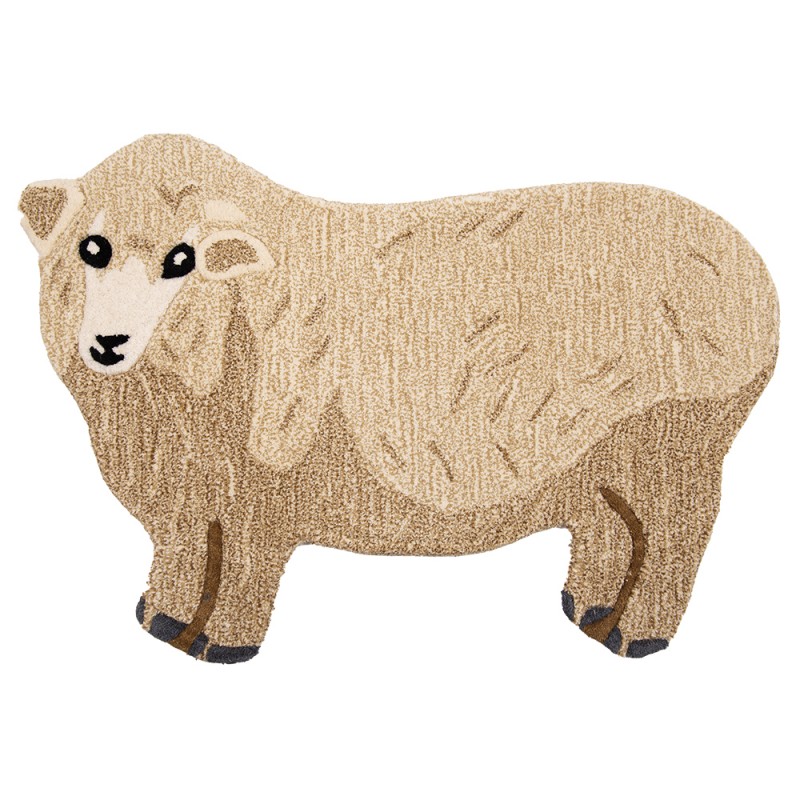 FOR0007 Rug Sheep 60x90 cm Brown Beige Wool Carpet