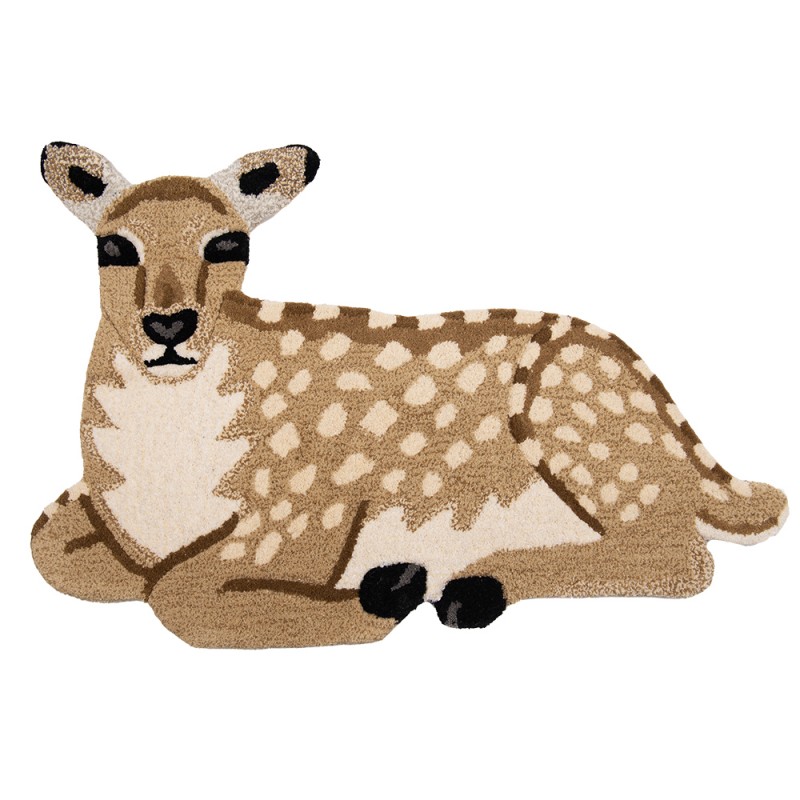 FOR0019 Rug Deer 60x90 cm Brown Beige Wool Carpet