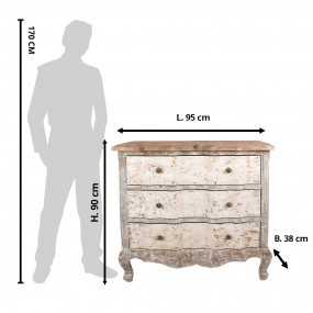 25H0563 Dresser 95x38x90 cm Beige Grey Wood Chest of Drawers