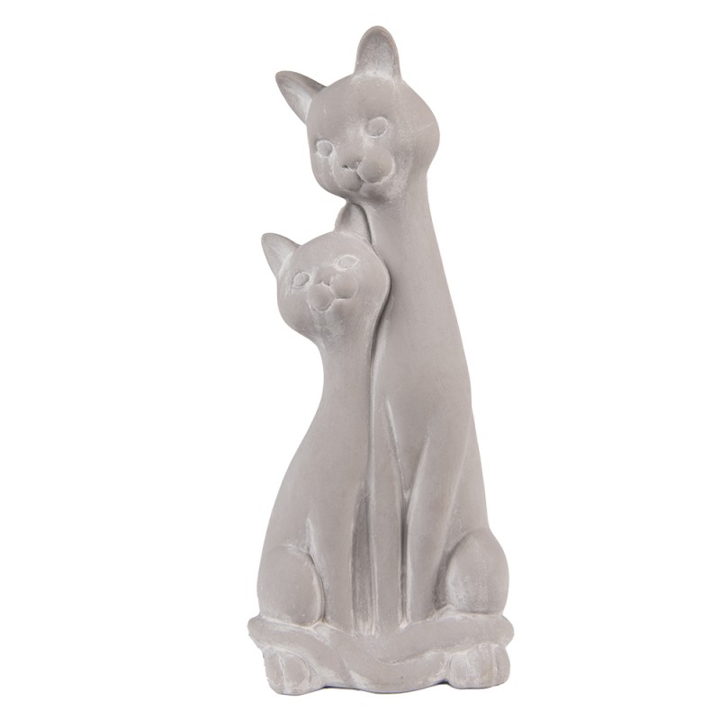 6CE1524 Figur Katze 32 cm Grau Beige Keramik Wohnaccessoires
