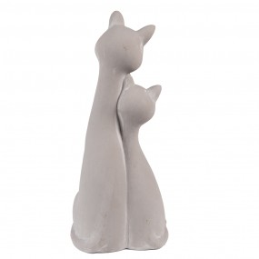 6PR3351 Figurine Chat 12x10x15 cm Blanc Gris Polyrésine Accessoires de  maison