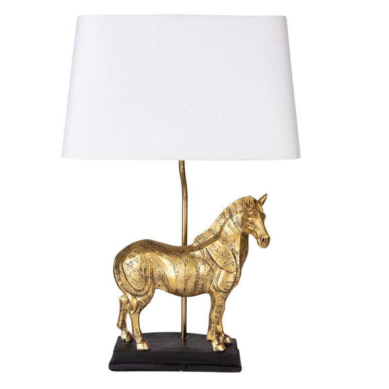 5LMC0019 Lampada da tavolo Cavallo 35x18x55 cm  Color oro Bianco Plastica Lampada da scrivania