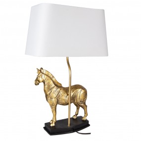25LMC0019 Tischlampe Pferd 35x18x55 cm  Goldfarbig Weiß Kunststoff Schreibtischlampe