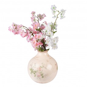 26CE1538L Vase Ø 25x25 cm Pink Beige Ceramic Flowers Decorative Vase