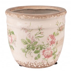 26CE1541S Pot de fleurs Ø 12x11 cm Rose Beige Céramique Fleurs Pot de fleurs d'intérieur