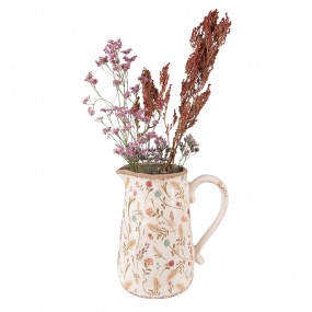 26CE1552L Decoration can 21x14x23 cm Pink Beige Ceramic Flowers Water Jug