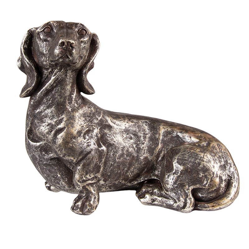 6PR3645 Decoratie beeld hond Hond 23 cm Zilverkleurig Polyresin Woonaccessoires