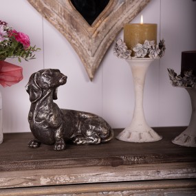 26PR3645 Statuetta decorativa di cane Cane 23 cm Color argento Poliresina Accessori per la casa