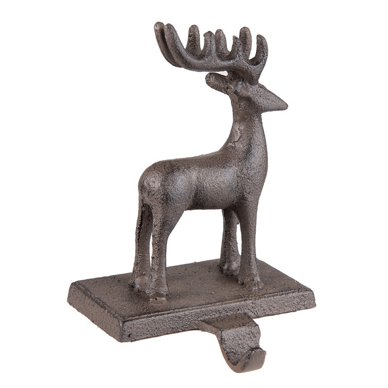6Y5298 Hook Christmas Stocking Reindeer 13x11x21 cm Brown Iron