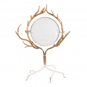 252S264 Mirror 51x37x65 cm Beige Gold colored Iron Glass Mirror on base