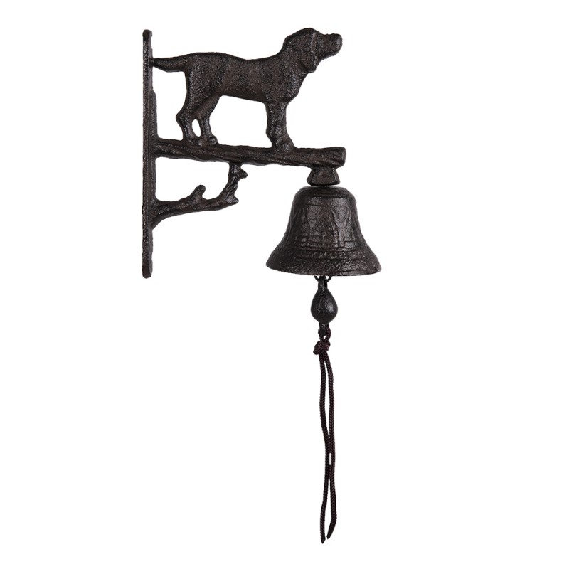 6Y4570 Vintage Doorbell Dog 8x15x20 cm Brown Iron Round Garden Bell