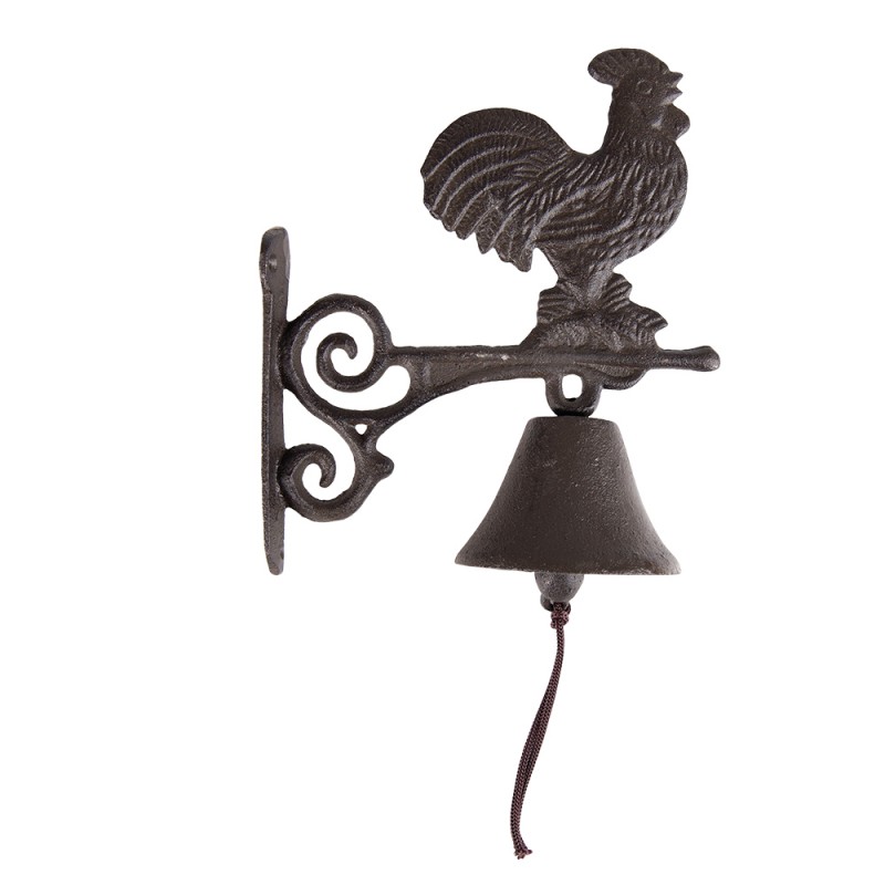 6Y5303 Vintage Doorbell Chicken 10x19x27 cm Brown Iron Garden Bell