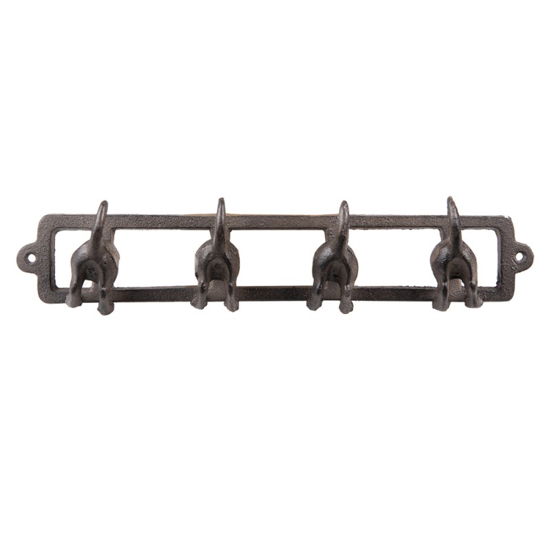 6Y5316 Wall Coat Rack 4 Hooks Tails 36x6x8 cm Brown Iron