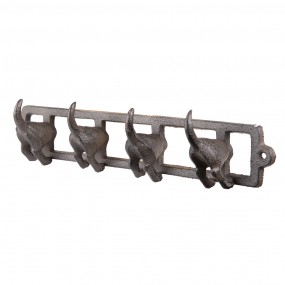 26Y5316 Wall Coat Rack 4 Hooks Tails 36x6x8 cm Brown Iron
