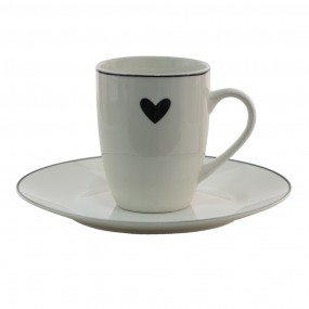 2LBSHMU Mug 350 ml White Black Porcelain Heart Tea Mug