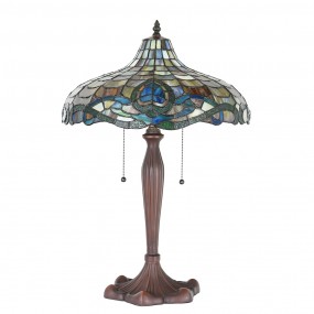 25LL-1208 Lampe de table Tiffany Ø 41x60 cm  Violet Vert Verre Plastique Rond Lampe de bureau Tiffany
