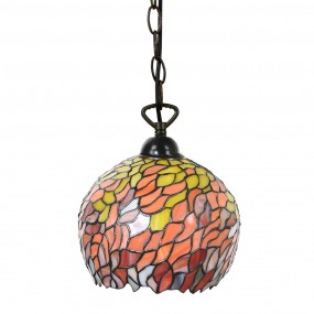 25LL-1212 Hanglamp Tiffany  Ø 24x170 cm  Oranje Metaal Glas Rond Hanglamp Eettafel