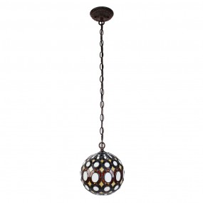 25LL-6270 Hanglamp Tiffany  Ø 20x116 cm Geel Metaal Glas Rond Hanglamp Eettafel