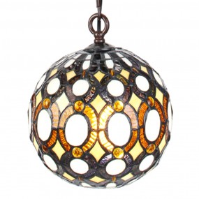 25LL-6270 Hanglamp Tiffany  Ø 20x116 cm Geel Metaal Glas Rond Hanglamp Eettafel