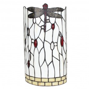 25LL-6303 Wandlamp Tiffany  20x10x36 cm Wit Zwart Glas Metaal Libelle Halfrond Muurlamp