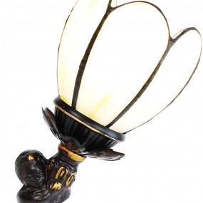 25LL-6304 Tiffany Tischlampe 12x12x30 cm Beige Glas Kunststoff Schreibtischlampe Tiffany