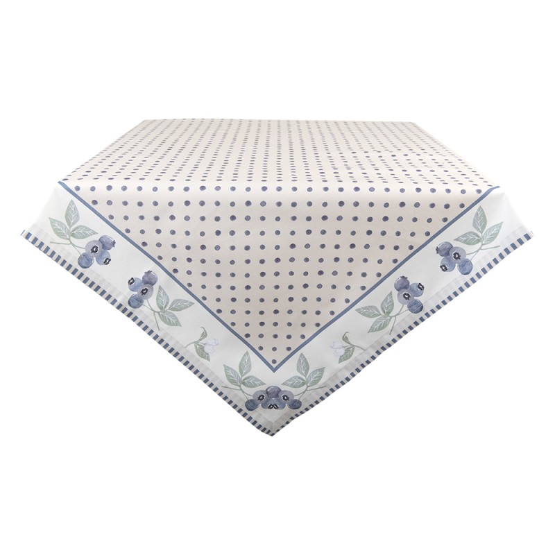 BBF03 Tablecloth 130x180 cm Beige Blue Cotton Blueberries Rectangle Table cloth