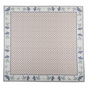 2BBF05 Tablecloth 150x250 cm Beige Blue Cotton Blueberries Rectangle Table cloth