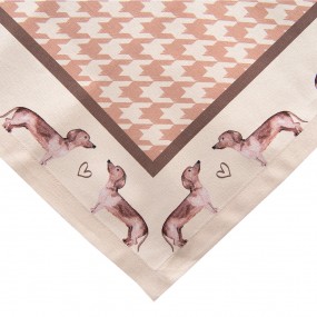 2DHL01 Tablecloth 100x100 cm Brown Cotton Dachshund Square Table cloth