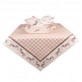2DHL03 Tablecloth 130x180 cm Brown Cotton Dachshund Rectangle Table cloth