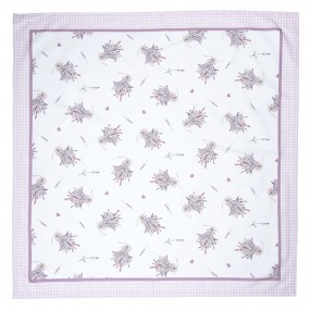 2LAG01 Tafelkleed  100x100 cm Wit Paars Katoen Lavendel Vierkant Tafellaken